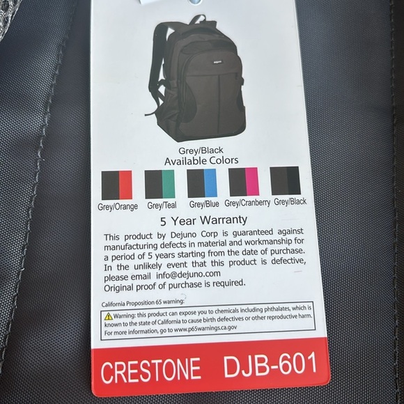 dejuno Crestone 19” Backpack commuter deluxe,laptop pocket,padded straps,travel - Picture 11 of 13